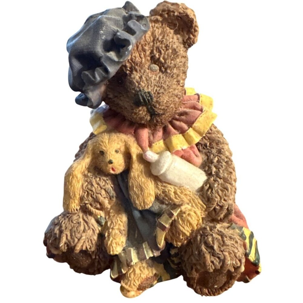 Vintage Ks Collection Resin Teddy Bear Figurine With Rabbit Babydoll & Bottle